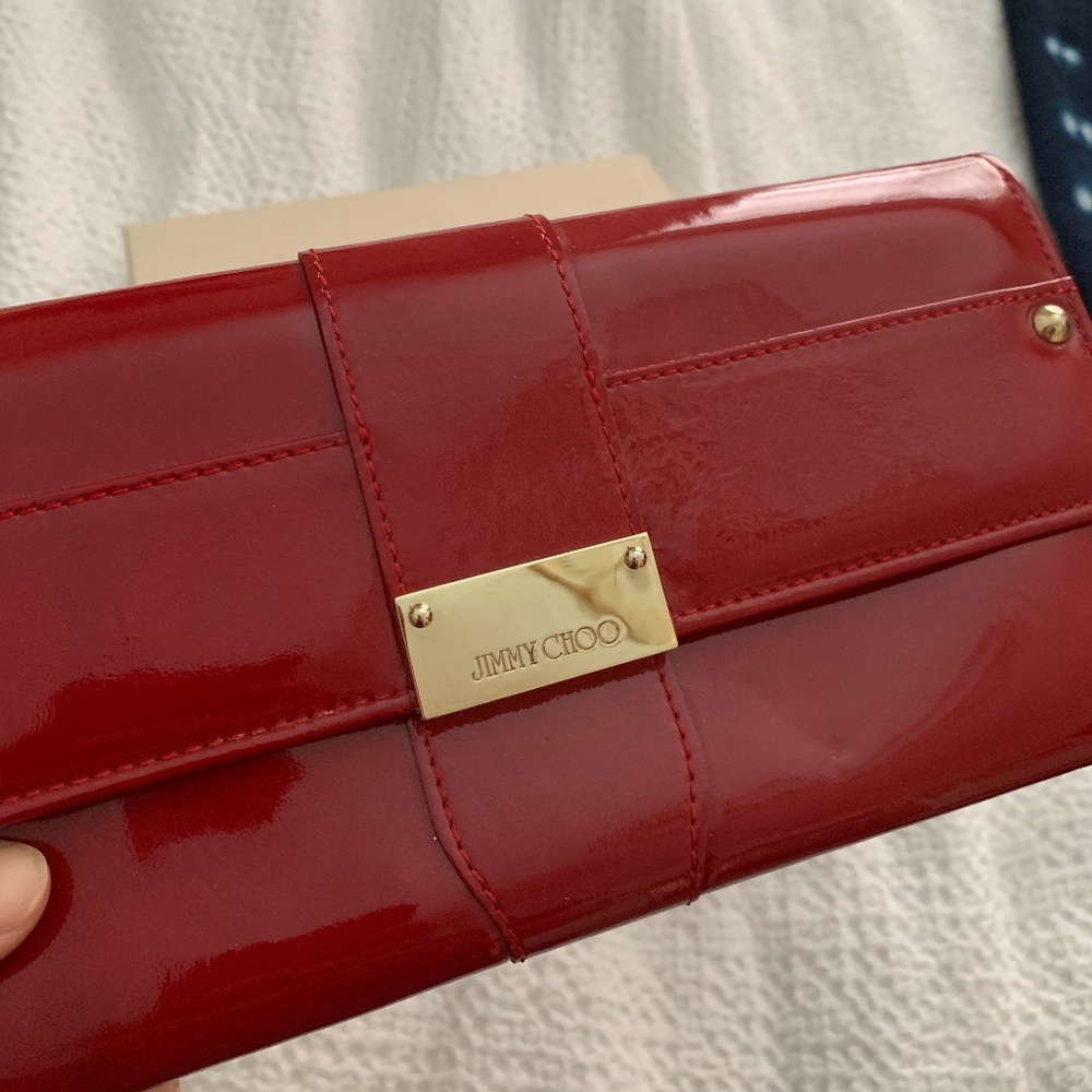 Jimmy Choo Reece Red Patent Leather Clutch